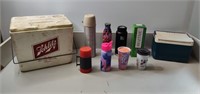 Vintage Schlitz Foam Cooler, Thermos, Drink Mugs
