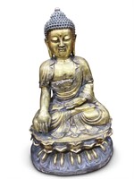 Large Chinese Gilt Metal Seated Buddha,