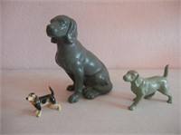 Three Vintage Ceramic Dogs Figurines Tallest Is 7.