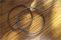 Sterling silver pair of bangle bracelets
