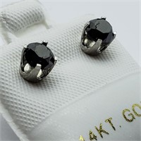 $881 14K Black Diamond Earrings HK27-29