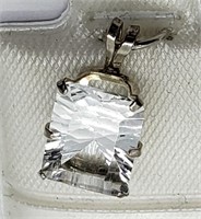 $300 Sterling Silver White Quartz Earrings HK27-24