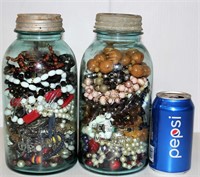 2 Antique Jars with Vintage Jewelry - Beaded