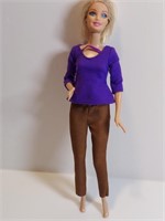Short Blonde Haired Barbie In Purple Blouse &