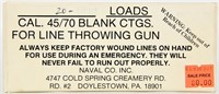 20 Cartridges Of  .45/70 Blank Line Throwing Gun