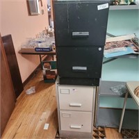 2 Metal 2-Drawer File Cabinets - both are approx.