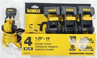 (CW) DeWalt 4Pc. Ratchet Strap Set, 1.25”x16’