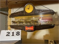 Vintage Budweiser Hanging Light and Clock