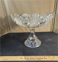 Crystal 9" pattern glass compote