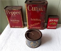 antique tin advertising cans cumin, ben-hur ++
