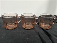 (3) pink depression glass cups