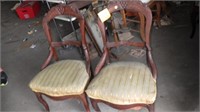 Antique Pair of Walnut Carved Chairs G
