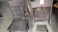 Primitive Pair Kitchen Leather Bottom Chairs G