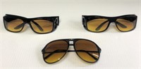 3 Pairs of Amber Driving Hunting Sunglasses