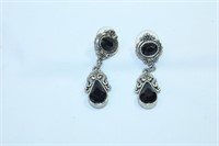 Pair of Black Stone Dangle Earrings