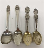 Lot of 4 Vintage Sterling Silver Souvenir Spoons