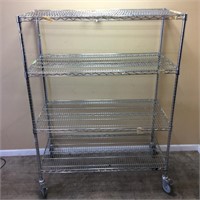 STAINLESS COMMERCIAL 4 SHELF ROLLING RACK