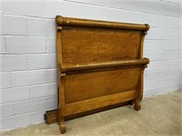 Vtg. Oak Full Size Sleigh Bed