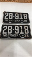 Pair of 1938 Nebraska license plates