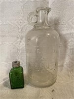 White House Vinegar Bottle and Small Green Bottle