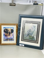 pair of framed foil wildlife pictures