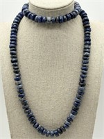Natural Sodalite Coin Style Beaded Necklace