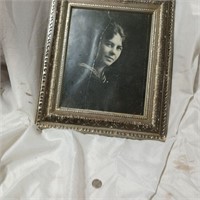 vintage antique wooden lady picture frame