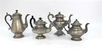 Lot, 4 pewter coffee and tea pots