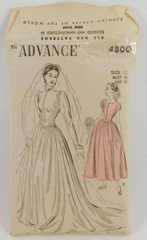1940's Wedding Dress Pattern by Advance