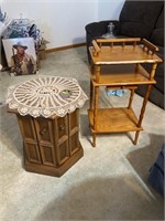 SIDE TABLE AND WOODEN SHELF