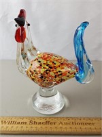 Art Glass Rooster 8 & 5/8" H