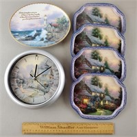 Thomas Kinkade Plate, Clock & Trays
