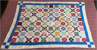 VTG Handmade Children’s Blue Patchwork Quilt