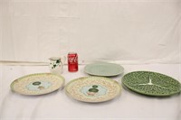 4 Decorative Green Plates & Ivy Creamer Pitcher