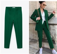 Zara Green High waist suit pants with darts-S