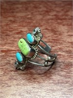 Sterling .925 Silver 3 Turquoise Stones Ring Size
