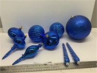 Lot Of Blue Glass Ornaments