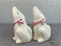 Vintage White Howling Coyote Salt & Pepper Shakers