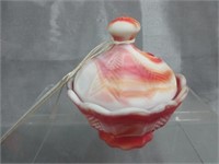 Ruby Slag Glass Candy Dish