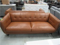 Contemporary Saddle Tan Leather Couch