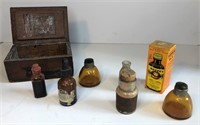 Vintage Bottles and Wooden Box