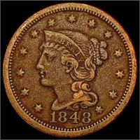 1848 Braided Hair Cent LIGHTLY CIRCULATED