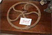 ANTIQUE CAST IRON PULLEY WHEEL 16"
