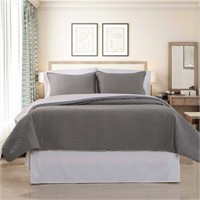 QUILTED COVERLET TWIN SILVER GREY