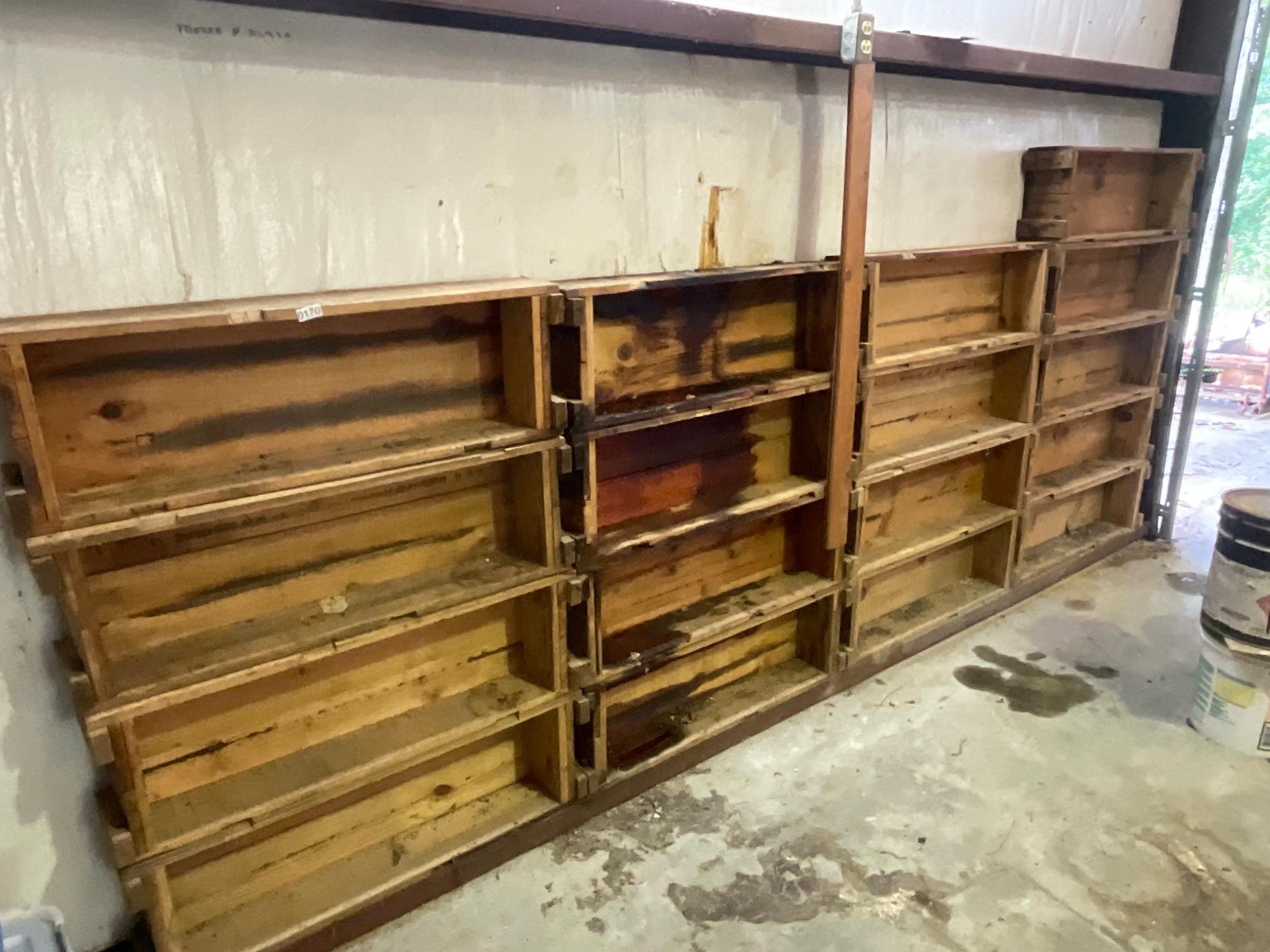 17 wooden ammo boxes- turned into shelves