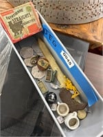 Assorted miniature collectibles, and trade tokens