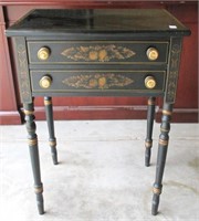 Small Black Painted Accent Table w/2 Drawers