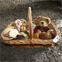 Boyds Plush Bears in Basket