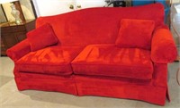 Norwalk Red Sofa w/Throw Pillows, Made in USA