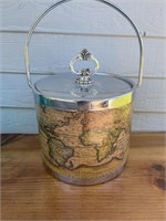 Ice Bucket, Vintage Mid Century Old World Map